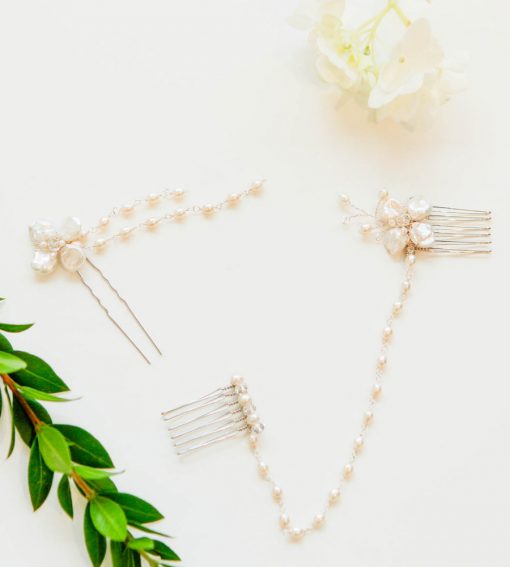 Handmade pearl bridal accessories by Carrie Whelan Designs