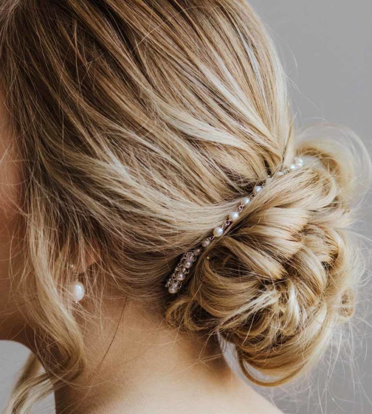 ADELAIDE pearl flower hair chain - Carrie Whelan Designs