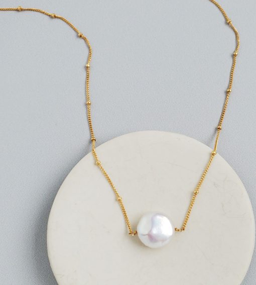 coin pearl necklace in 14kt gold fill handmade by Carrie Whelan Designs