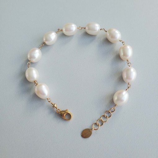 freshwater pearl bracelet in gold fill by Carrie Whelan Designs