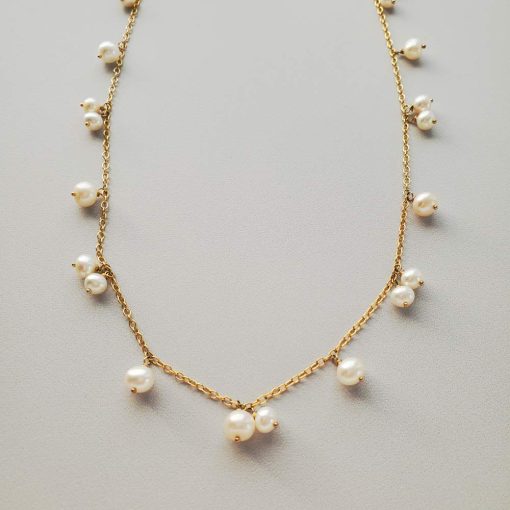 Freshwater pearl cluster necklace in 14kt gold fill by Carrie Whelan Designs