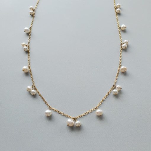 Freshwater pearl cluster necklace in gold fill by Carrie Whelan Designs