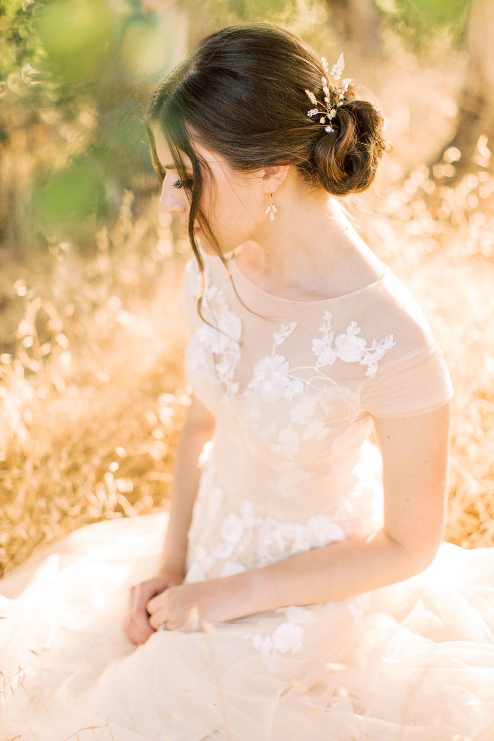 Pearl butterfly hair pin for a whimsical bride by Carrie Whelan Designs