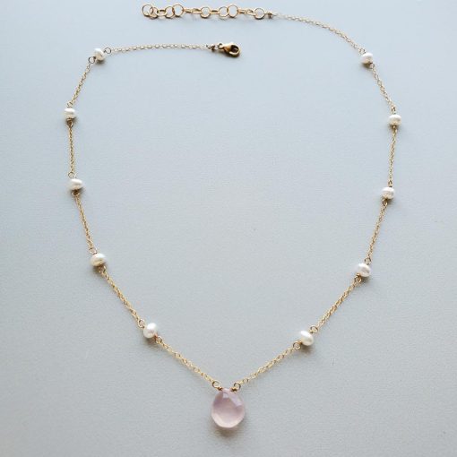 Adjustable rose quartz necklace By Carrie Whelan Designs