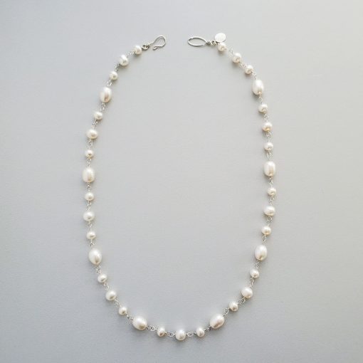 Freshwater pearl necklace in sterling silver by Carrie Whelan Designs
