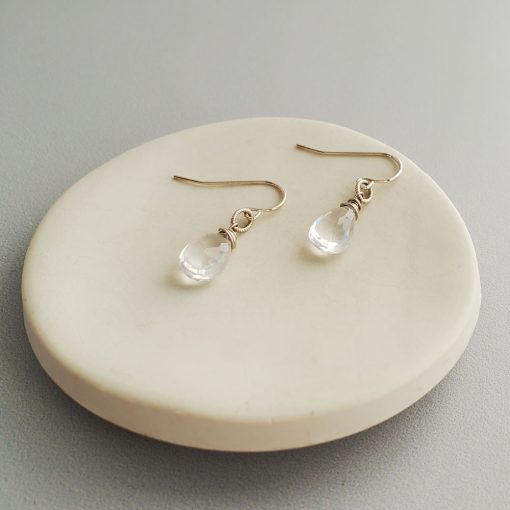 Crystal quartz earrings in silver by Carrie Whelan Designs