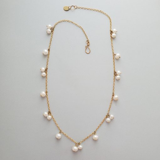 Pearl cluster necklace in gold by Carrie Whelan Designs