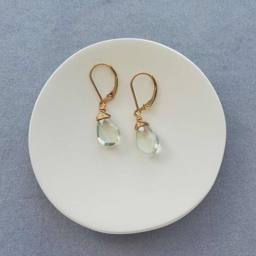 Green amethyst earrings in gold fill