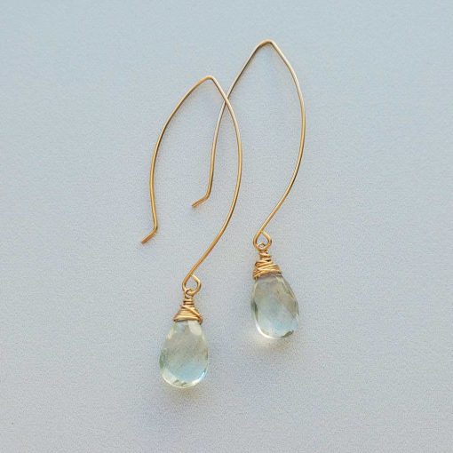 Green amethyst earrings in gold from Carrie Whelan Designs