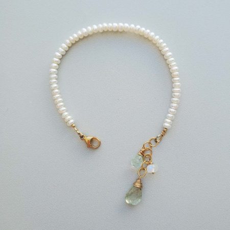 pearl and gemstone bracelet in gold fill