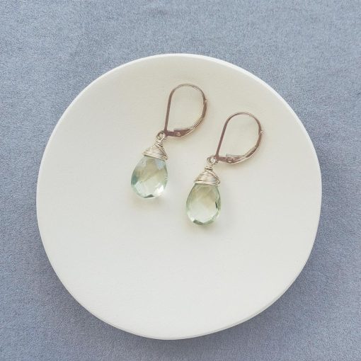 Green prasiolite earrings in silver from Carrie Whelan Designs